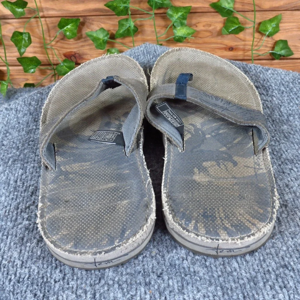 Teva Men Sandal Size 8 Casual Outdoor Flip Flop‎ Gray Leather